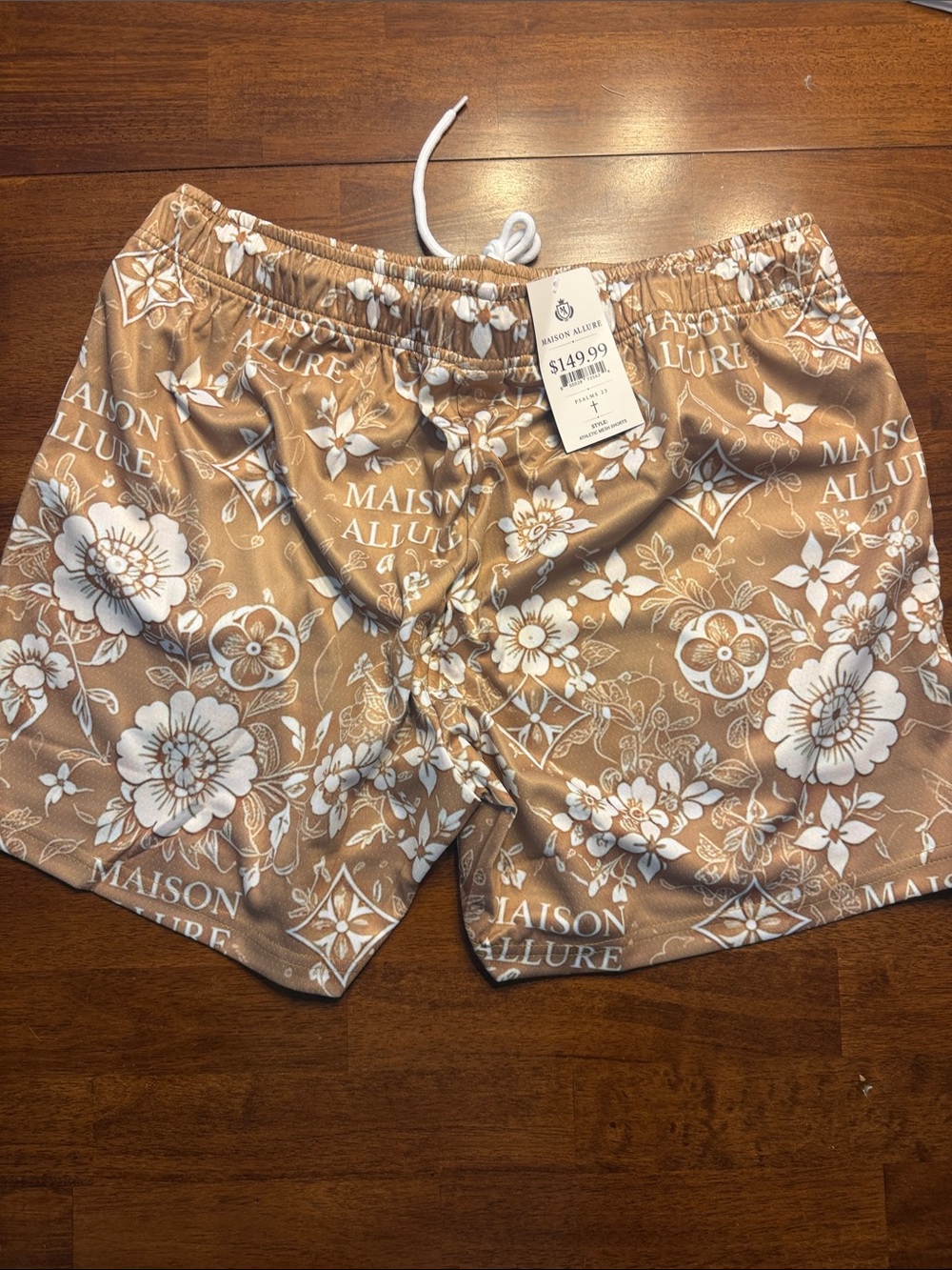 Maison Allure Men’s Tan Gold Floral Shorts